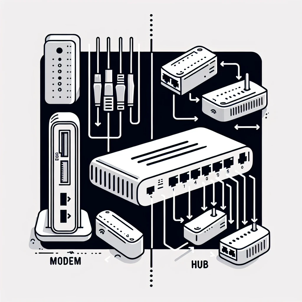¿Cuál es la diferencia entre un módem y un concentrador (hub)?